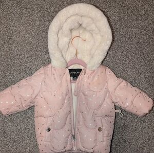 Rothschild Pink and Cream Jacket with Faux Fur